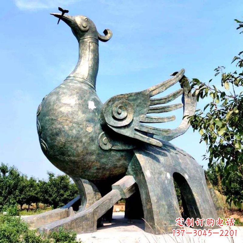 金华公园园林天地之主朱雀神兽铜雕景观雕塑