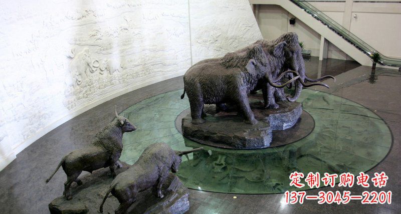 金华领雕塑公园长毛象动物铜雕