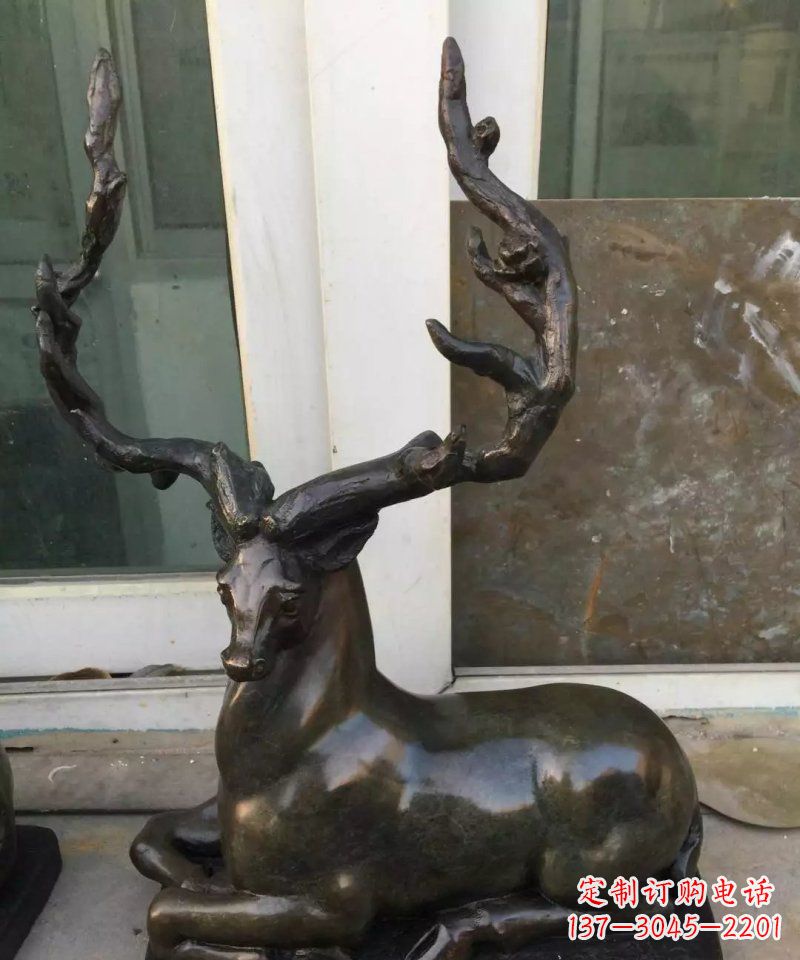 金华公园铸铜小鹿动物铜雕 (2)