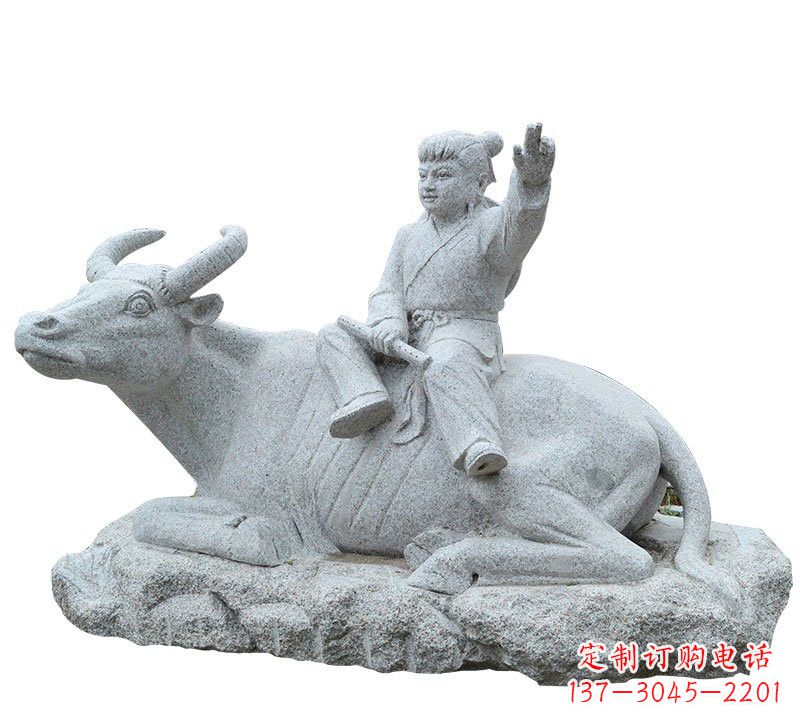 金华牧童牛石雕塑,实现公园优雅美观