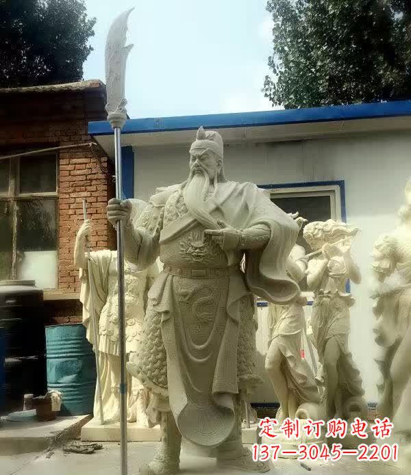 金华中领雕塑古代关公石雕