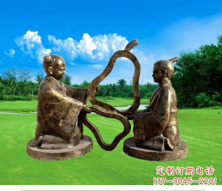 金华精美古代孔融让梨人物铜雕