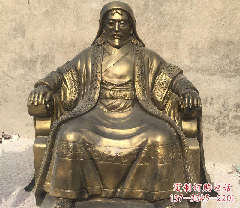 金华古代名人成吉思汗铜雕