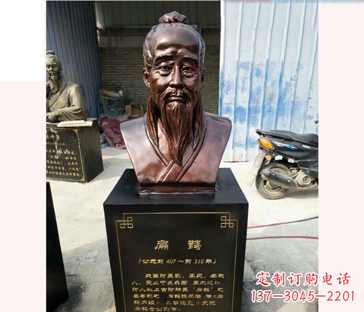 金华古代名医扁鹊胸像铜雕