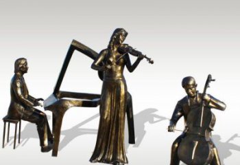 金华公园景观钢琴拉小提琴人物铜雕