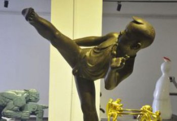 金华领雕塑男孩练功夫铜雕
