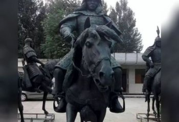 金华英姿飒爽古代将军骑马铜雕