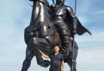 金华以古代骑马将军为灵感的铜雕