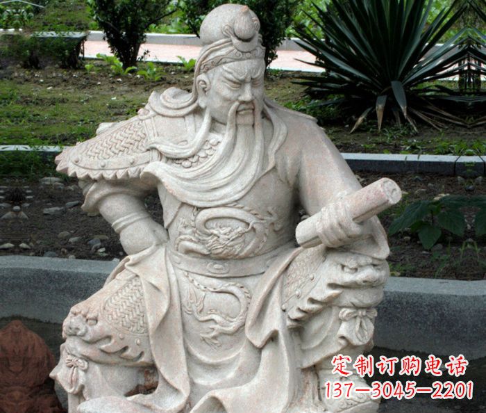 金华中领雕塑:经典古典关公石雕