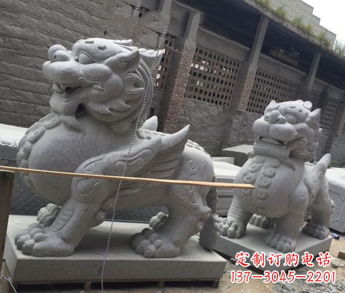 金华中领雕塑–精美的古代神兽大理石貔貅雕塑