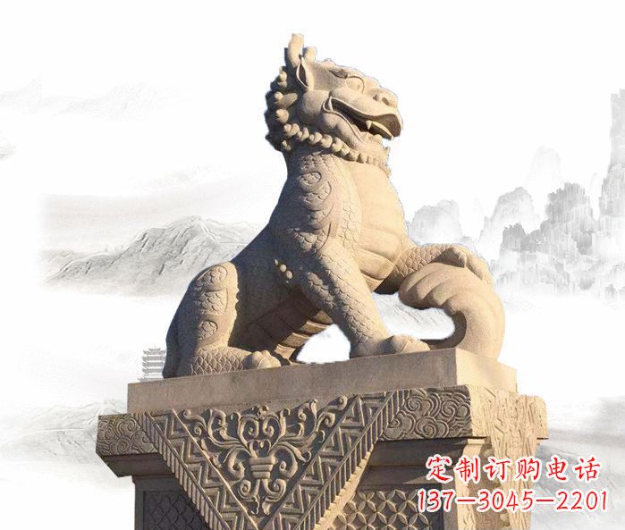 金华精美古典大理石麒麟石雕