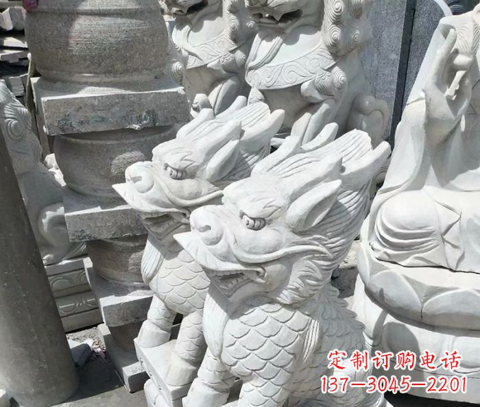 金华传统工艺,精细做工,古代神兽大理石麒麟石雕高端定制