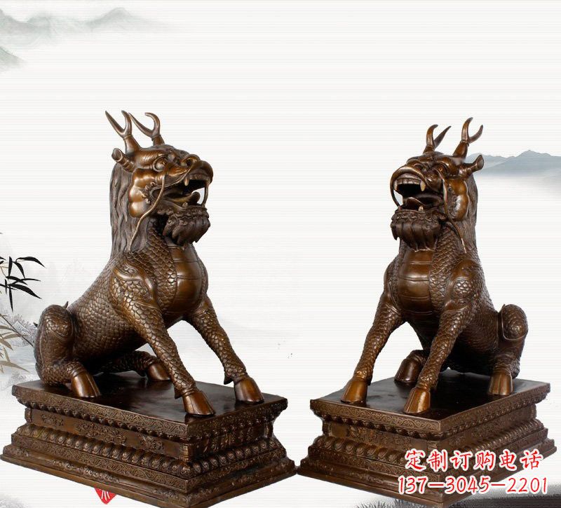 金华古典神麒麟铜雕,馥玉臻品
