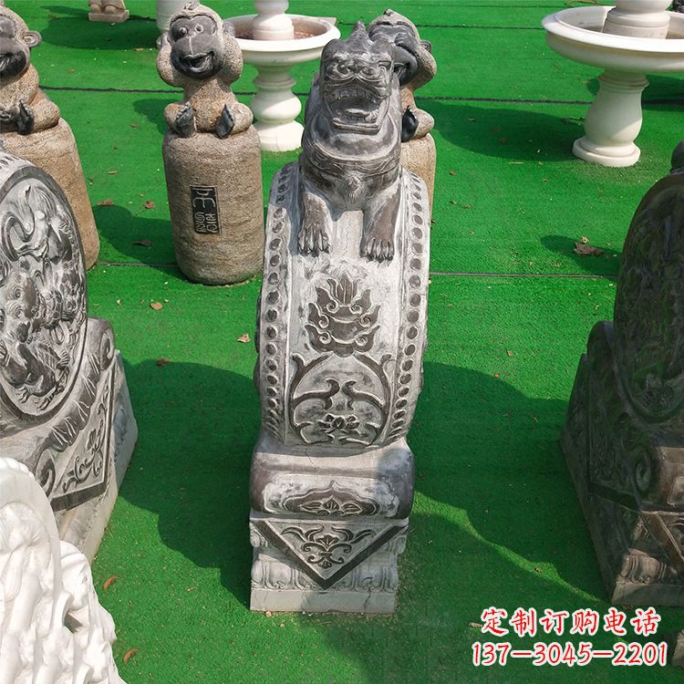 金华古代石雕狮子门墩雕塑