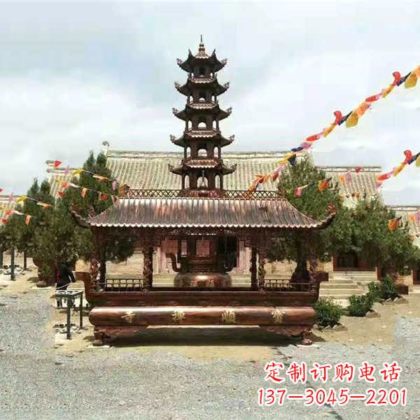 金华全新古典铜香炉雕龙塑型双耳方形器皿