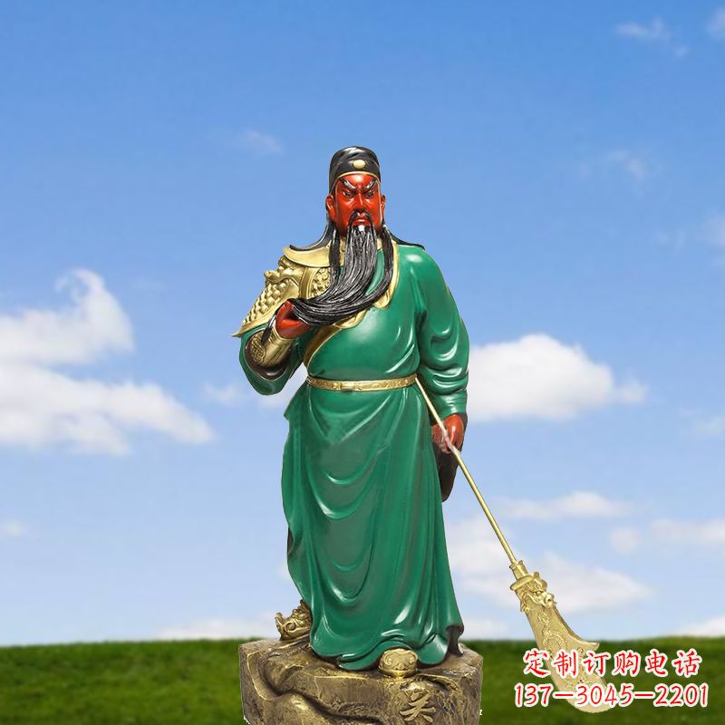 金华精美彩绘关公雕塑