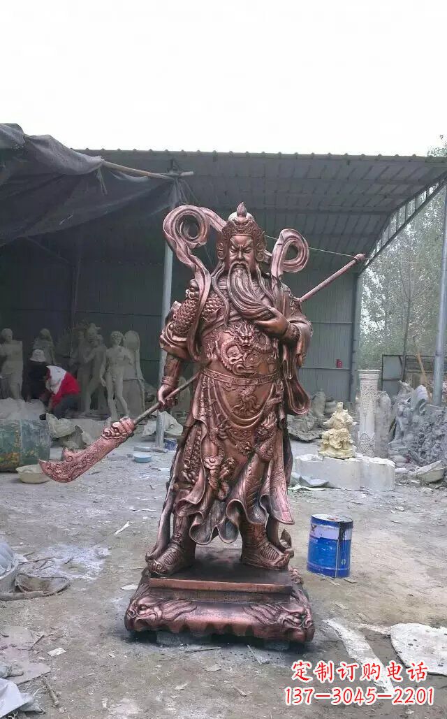 金华精美关公红铜雕塑