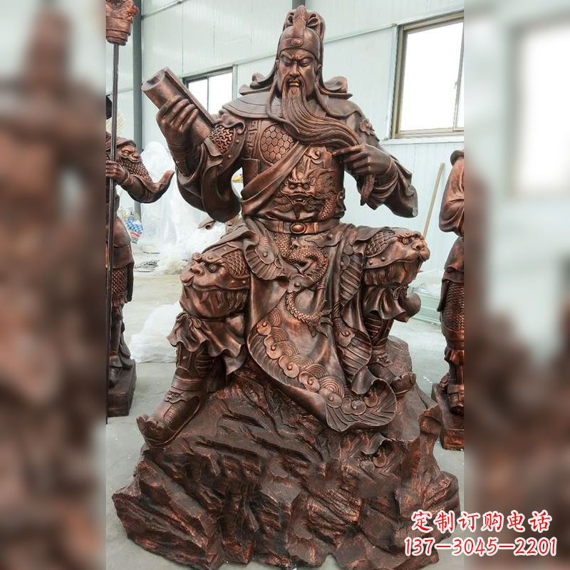 金华文化历史写照：关羽夜读春秋雕塑