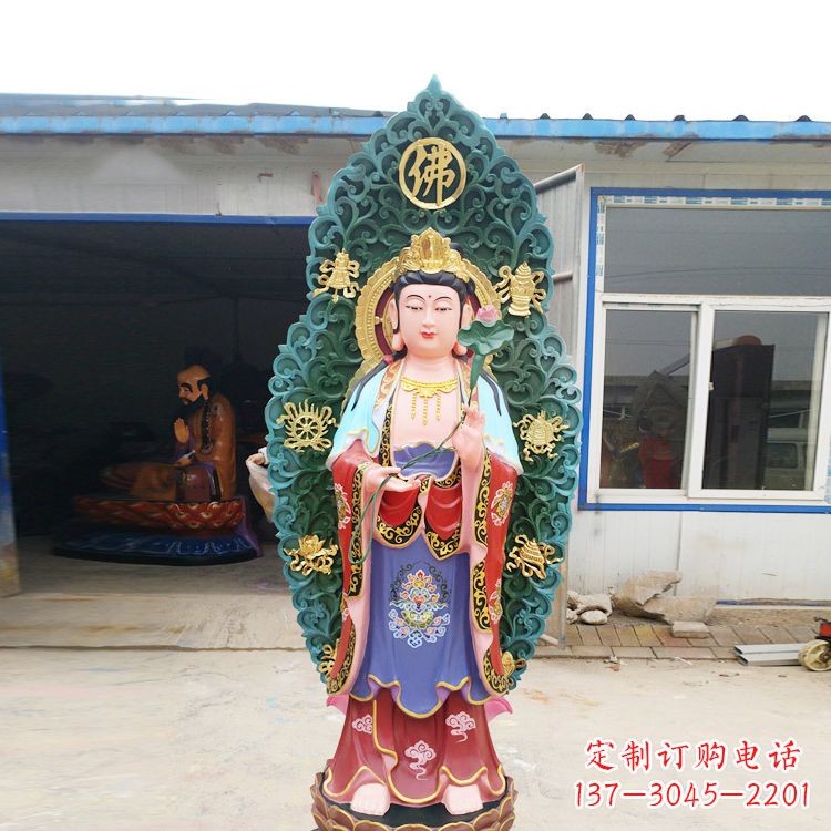 金华艺术精致观音玻璃钢彩绘雕塑