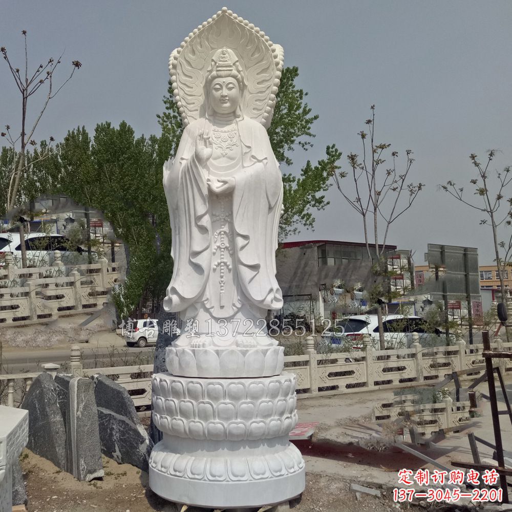 金华观音菩萨汉白玉石精美雕塑