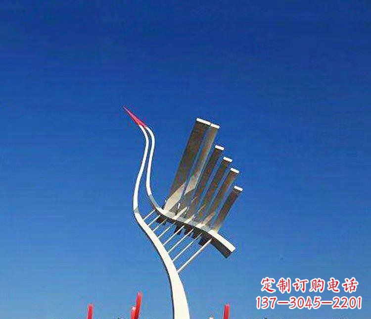 金华广场不锈钢抽象丹顶鹤景观雕塑