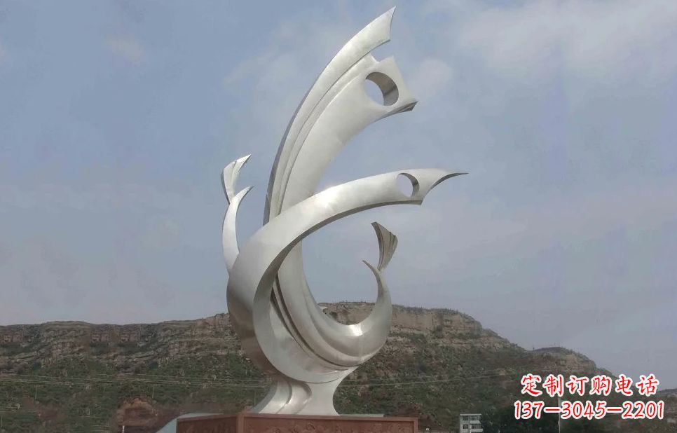 金华广场不锈钢抽象凤凰雕塑 (5)