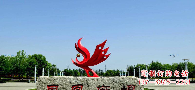 金华广场不锈钢抽象凤凰雕塑 (3)