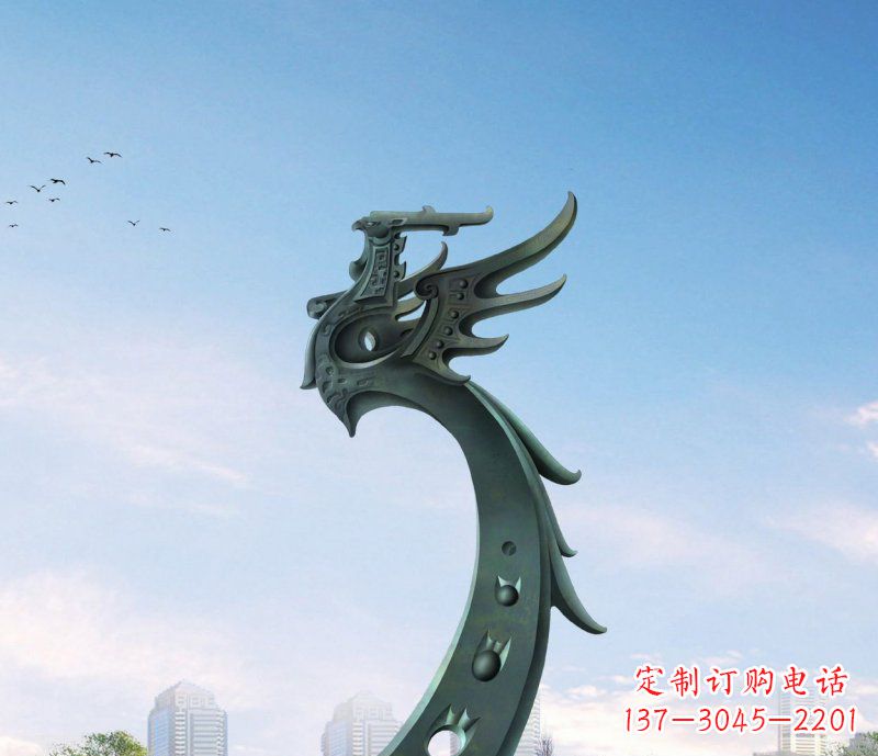 金华广场不锈钢抽象凤凰雕塑 (6)