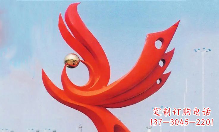 金华广场不锈钢抽象凤凰雕塑_2