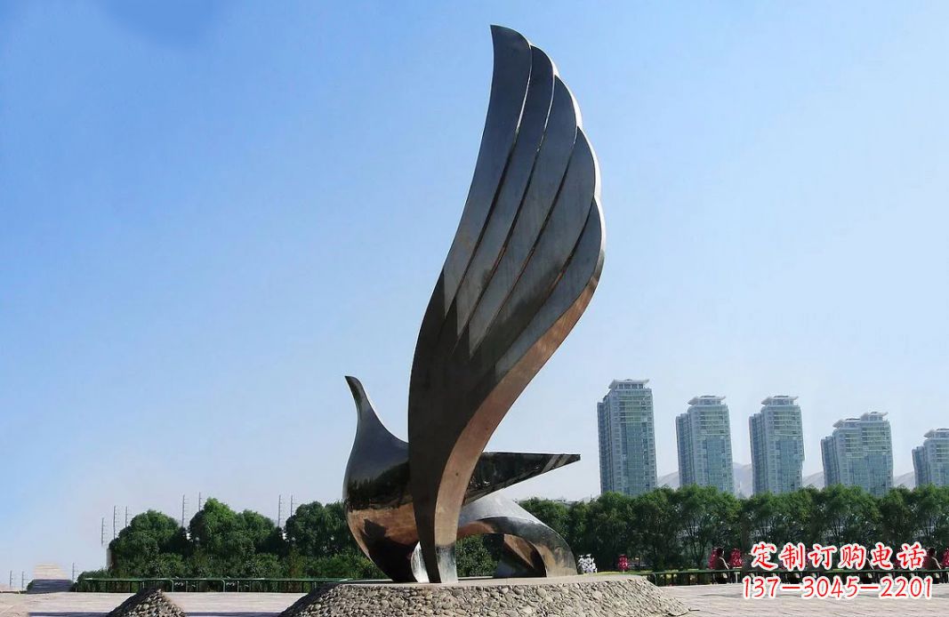 金华广场不锈钢抽象鸽子雕塑