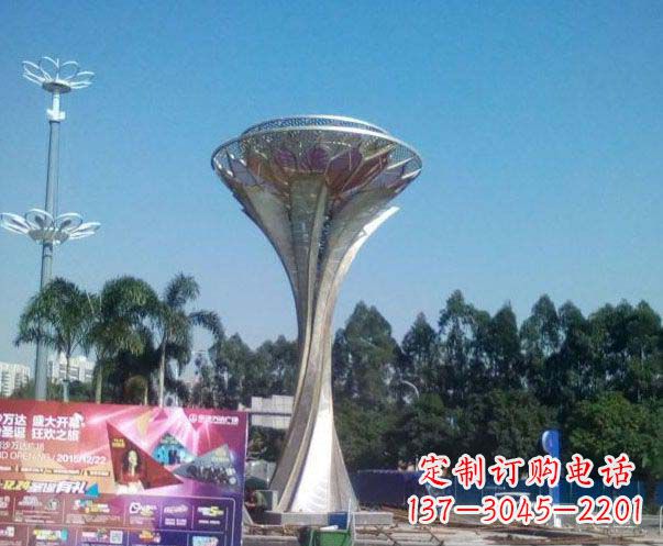 金华广场不锈钢抽象莲花雕塑