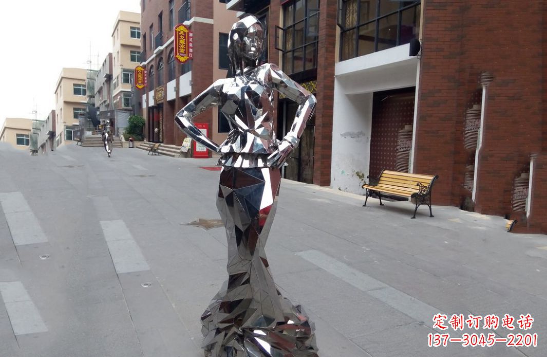 金华以美丽的姿态展示不锈钢美女雕塑
