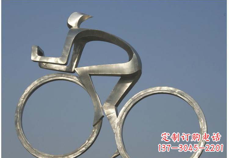 金华广场不锈钢抽象骑自行车人物雕塑