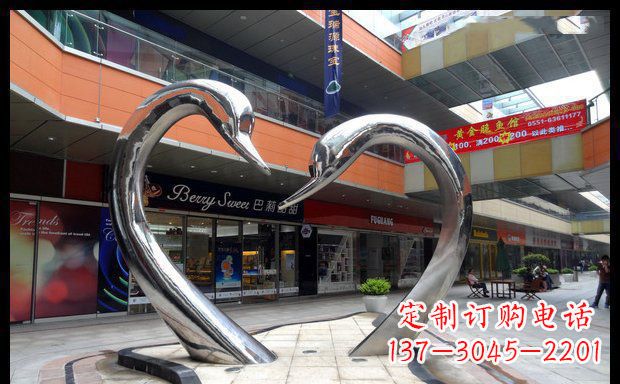 金华中领雕塑:精美的不锈钢抽象天鹅雕塑