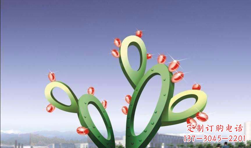 金华广场不锈钢抽象仙人掌雕塑