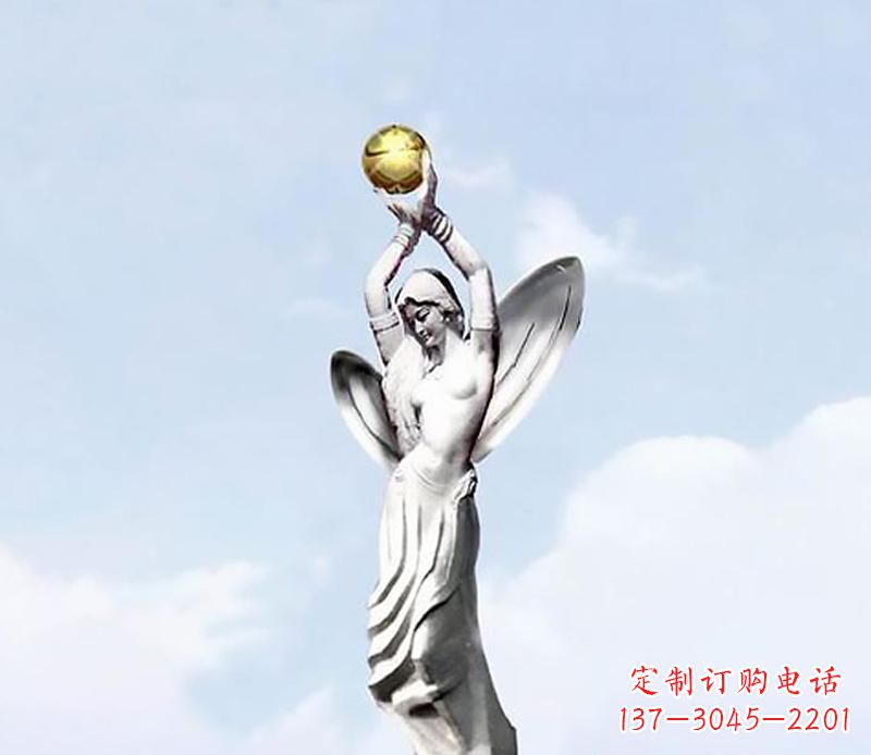 金华精美的不锈钢女人双手捧球雕塑