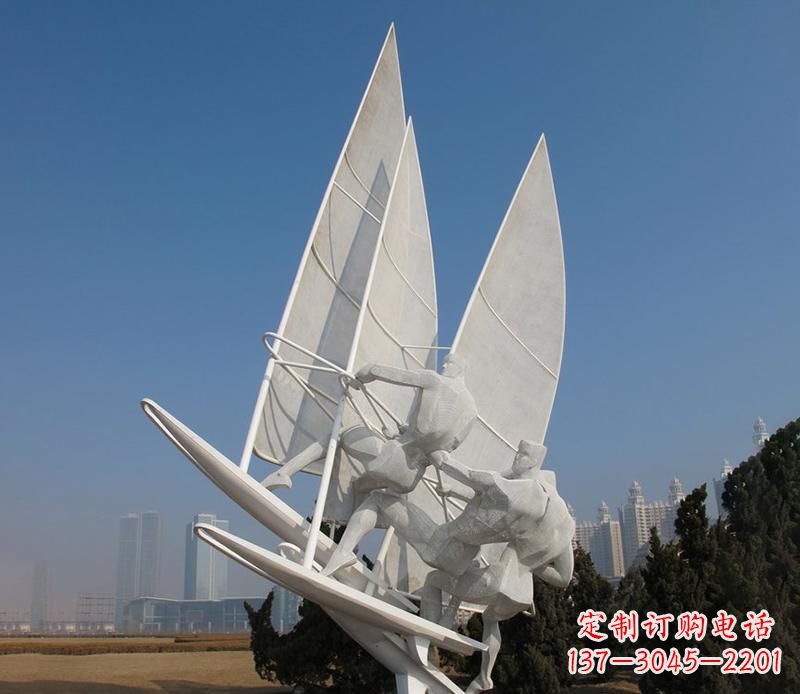 金华广场不锈钢帆船比赛运动雕塑