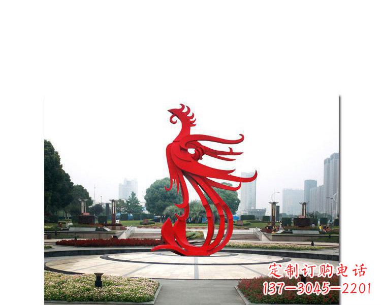 金华广场不锈钢飞翔的凤凰雕塑