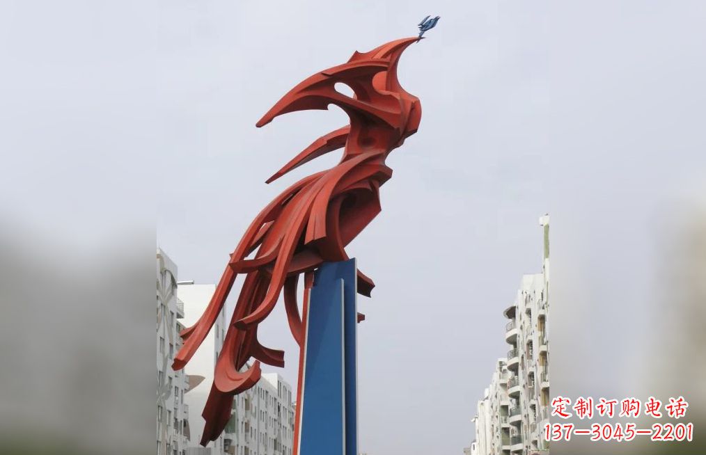 金华广场不锈钢凤凰抽象雕塑