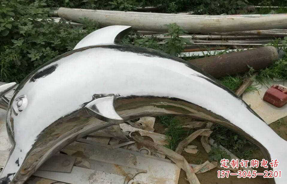 金华广场不锈钢海豚雕塑 (2)