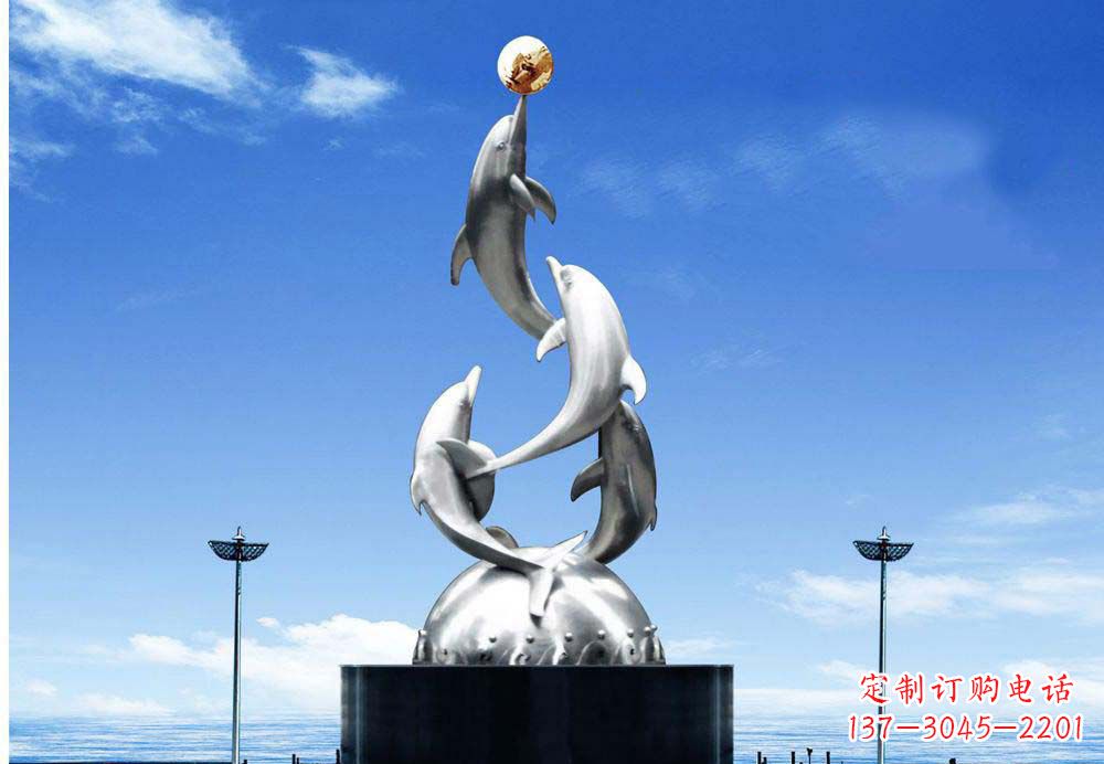 金华中领雕塑海豚顶球雕塑