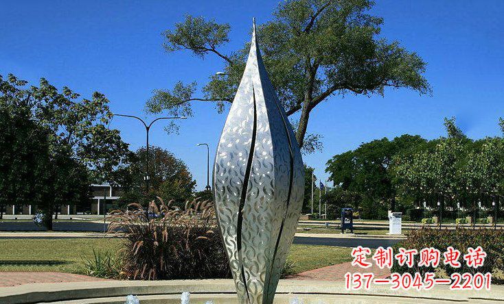金华广场不锈钢花骨朵喷泉雕塑