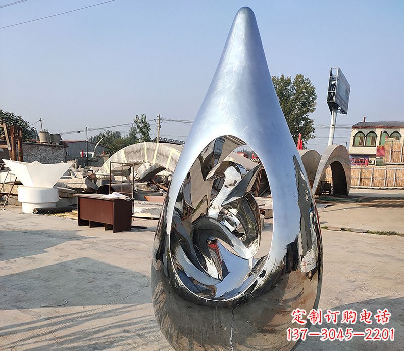 金华持久耐看的不锈钢镜面水滴雕塑