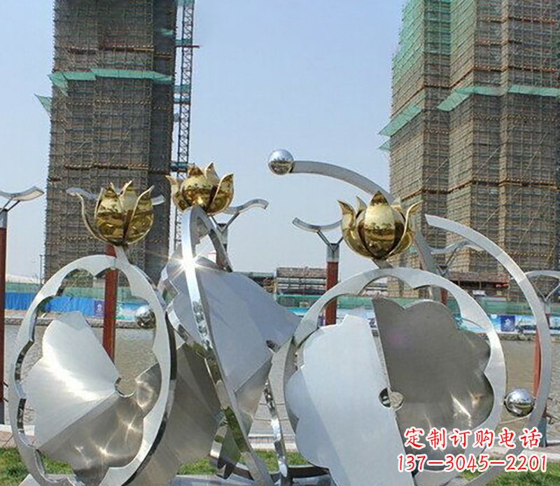 金华精美不锈钢抽象莲花雕塑