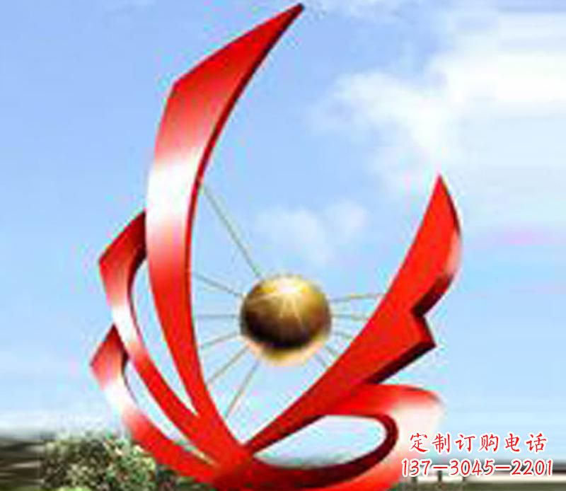 金华让风带来梦想——中领雕塑飘带球网景观雕塑