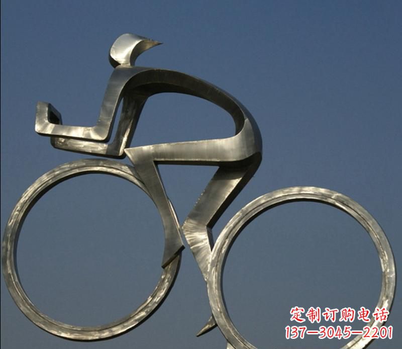 金华广场不锈钢骑自行车摆件雕塑