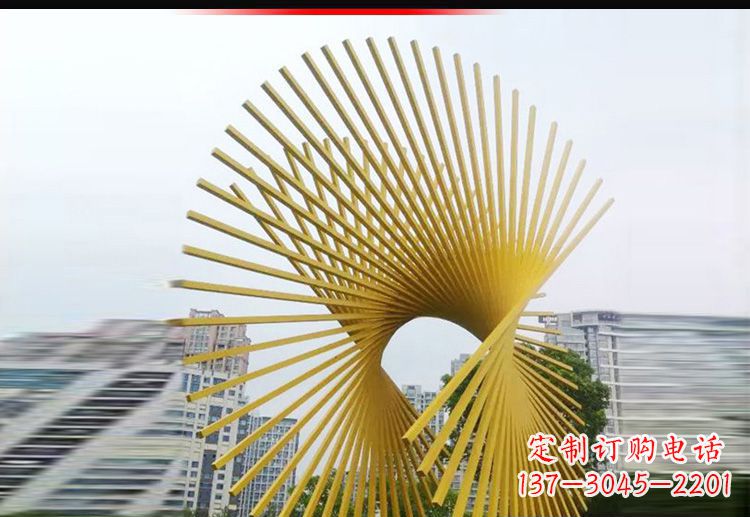 金华现代美学——不锈钢树枝扇形景观雕塑