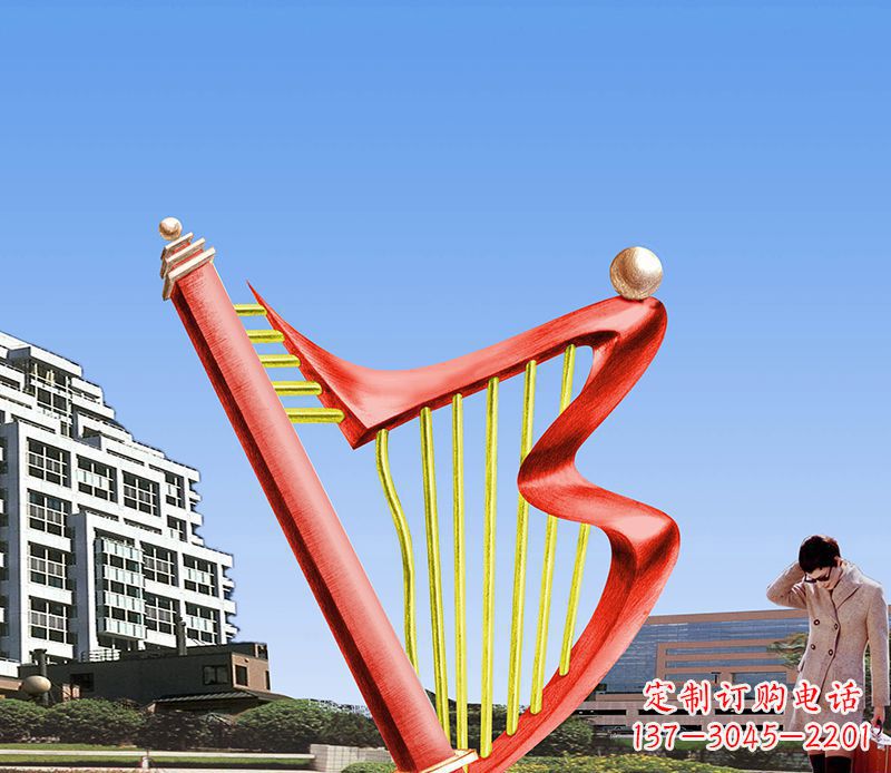 金华精美不锈钢竖琴雕塑