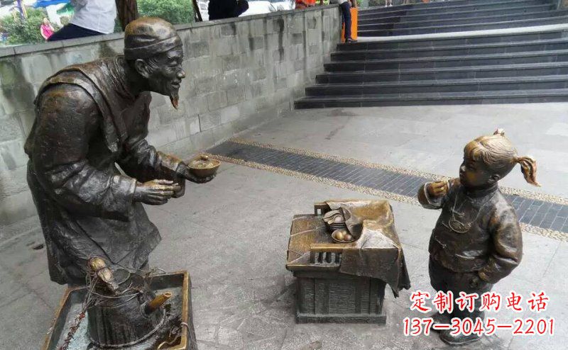 金华小女孩铜雕,古朴优雅