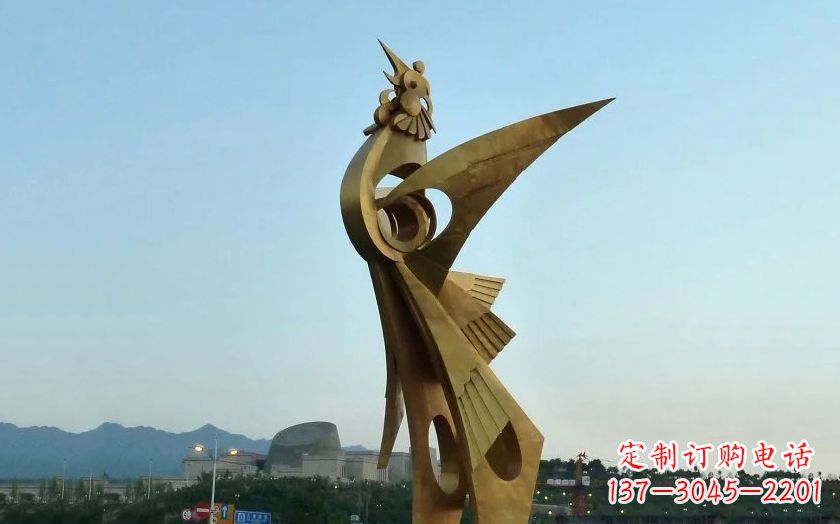 金华中领雕塑出品古典典雅不锈钢凤凰雕塑
